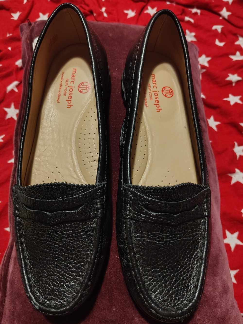 Marc Joseph Black Leather Penny Loafers Union Golf Size 9